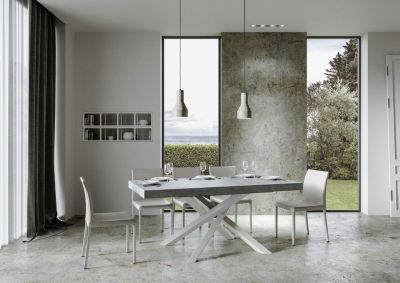 Table Extensible 200/304X90 Cm Volantis Pieds Béton Blanc