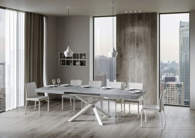 Table Extensible 200/304X90 Cm Volantis Pieds Béton Blanc