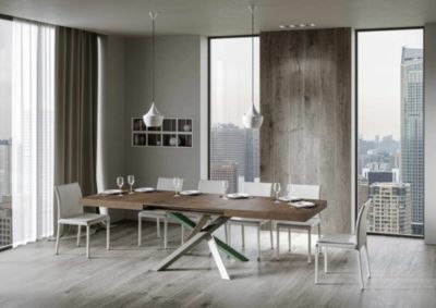 Table Extensible 200/304X90 Cm Volantis Pieds Noyer Multicolore 4/A