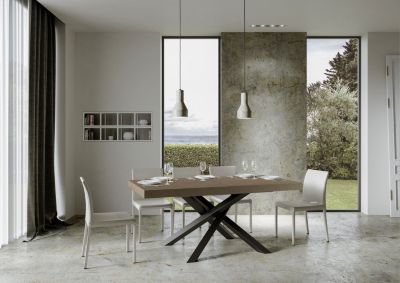 Table Extensible 200/304X90 Cm Volantis Premium Gris Tourterelle Pieds Anthracite