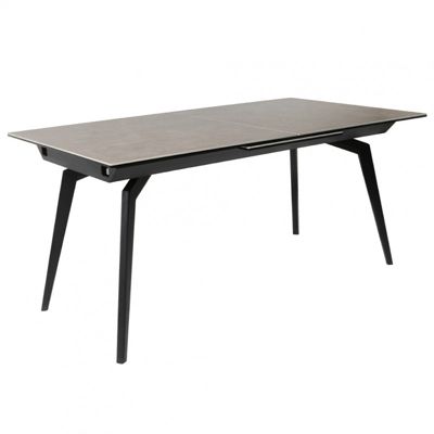 Table extensible céramique gris 160-210 cm et métal noir - CAMILIA