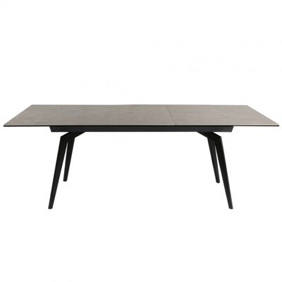 Table extensible céramique gris 160-210 cm et métal noir - CAMILIA