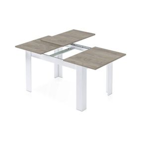 Table extensible Dalice, Console extensible pour salle à manger, Table avec rallonge, 140/190x90h78 cm, Chêne Gris et Blanc