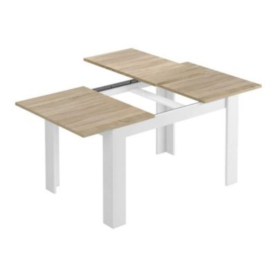 Table extensible Dalice, Console extensible pour salle à manger, Table ouvrant avec rallonge, 140/190x90h78 cm, Chêne et Blanc