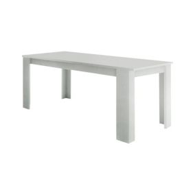 Table extensible Ddariv, Console extensible jusqu'à 12 places, Console extensible, 160/210x90h75 cm, Mélèze blanc brillant