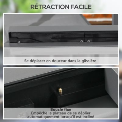 Table extensible de jardin grande taille dim. 160 x 80 x 75 cm alu métal époxy anthracite plateau verre trempé transparent