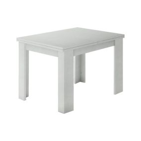 Table extensible Dlirol, Console auxiliaire de cuisine, Table extensible, 100% Made in Italy, 90x90h75 cm, Mélèze blanc brillant