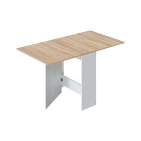 Table extensible Dmodol, Table à manger pliante avec plateau rabattable, Table d'appoint pliable, 31x77h78 cm, Blanc et Chêne