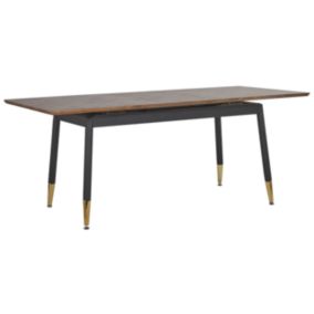 Table extensible effet bois foncé / doré 160/200 x 90 cm CALIFORNIA