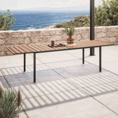 Table extensible en aluminium et bois synthétique marron 10  places  Oviala