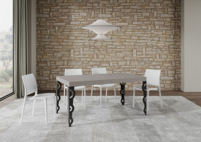 Table Extensible En Cachemire Karamay 160/264X90 Cm Avec Pieds Anthracite