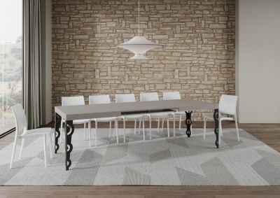 Table Extensible En Cachemire Karamay 160/264X90 Cm Avec Pieds Anthracite
