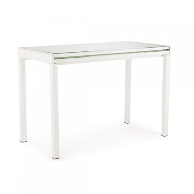 Table extensible en largeur 55-110 plateau verre blanc - AGATE