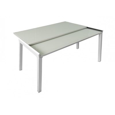 Table extensible en largeur 55-110 plateau verre blanc - AGATE