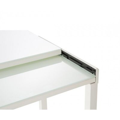 Table extensible en largeur 55-110 plateau verre blanc - AGATE