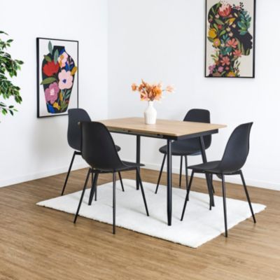 Table Extensible - HOME DECO FACTORY - LOKA - Effet Bois - Pieds Métalliques - Marron et Noir