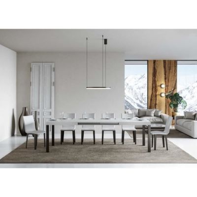 Table extensible - ITAMOBY - Everyday - Dessus frêne blanc - Cadre anthracite - Extensible jusqu'à 264 cm