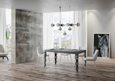 Table Extensible Karamay 140/224X80Cm Pieds Béton Anthracite