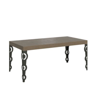Table Extensible Karamay Premium 90/246X90 Cm En Gris Tourterelle Avec Pieds Anthracite