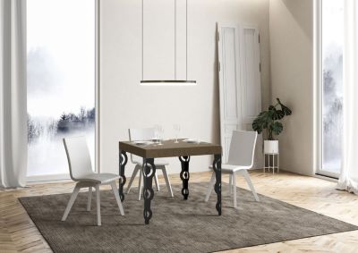 Table Extensible Karamay Premium 90/246X90 Cm En Gris Tourterelle Avec Pieds Anthracite