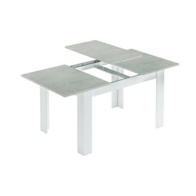 Table extensible Midland, Console extensible pour salle à manger, Table ouvrant avec rallonge, 140/190x90h78 cm, Ciment et Blanc