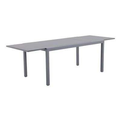 Table extensible Moorea GoodHome aluminium et verre trempé mat gris acier L.240 x l.89.5 x H.75cm