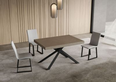Table Extensible Niket Gris Tourterelle 120/224X90 Cm Avec Pieds Anthracite