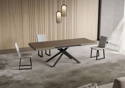Table Extensible Niket Gris Tourterelle 120/224X90 Cm Avec Pieds Anthracite