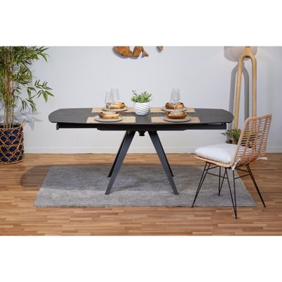 Table extensible ovale 120-180 cm céramique gris béton - ADELPHIA 2