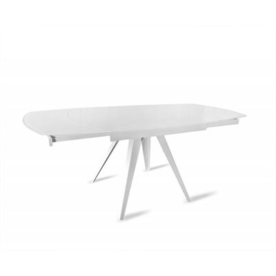 Table extensible ovale 120-180 cm verre trempé blanc - ADELPHIA 1