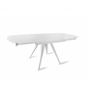 Table extensible ovale 120-180 cm verre trempé blanc - ADELPHIA 1