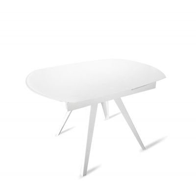 Table extensible ovale 120-180 cm verre trempé blanc - ADELPHIA 1