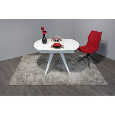 Table extensible ovale 120-180 cm verre trempé blanc - ADELPHIA 1