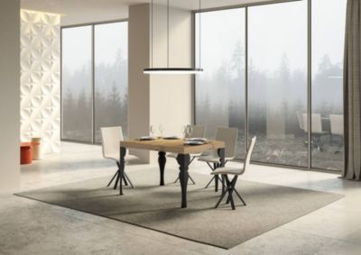 Table Extensible Paxon 140/224X80Cm Chêne Naturel Avec Pieds Anthracite