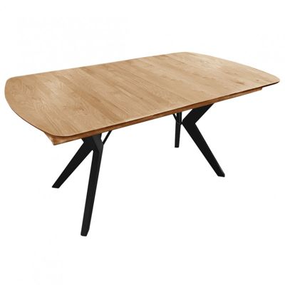 Table extensible plateau et piètement chêne massif 160-210 cm - NOLY