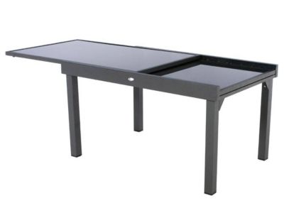 Table extensible rectangulaire en verre Piazza 6/10 places Gris anthracite - Hespéride