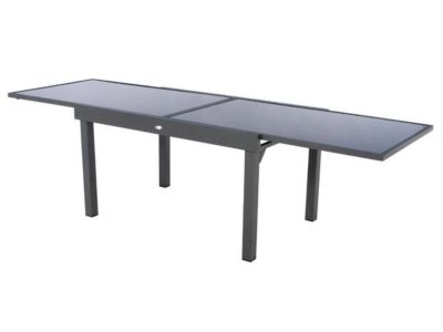 Table extensible rectangulaire en verre Piazza 6/10 places Gris anthracite - Hespéride