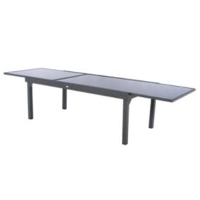 Table extensible rectangulaire en verre Piazza 8/12 places Gris anthracite - Hespéride