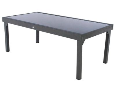 Table extensible rectangulaire en verre Piazza 8/12 places Gris anthracite - Hespéride