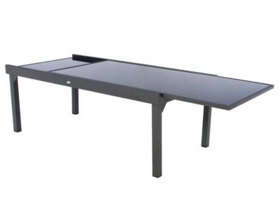 Table extensible rectangulaire en verre Piazza 8/12 places Gris anthracite - Hespéride