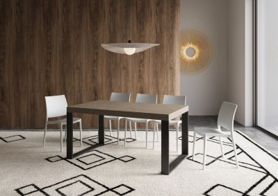 Table Extensible Tecno 160/420X90 Cm Gris Tourterelle Avec Pieds Anthracite