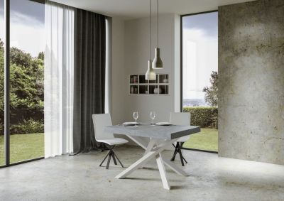 Table Extensible Volantis 140/400X90 Cm Pieds Béton Blanc