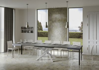 Table Extensible Volantis 140/400X90 Cm Pieds Béton Blanc