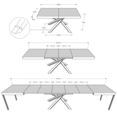 Table extensible - Volantis - 440 - plateau noyer - cadre 4/A