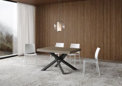 Table Extensible Volantis Premium Grise Tourterelle 120/224X90 Cm Avec Pieds Anthracite