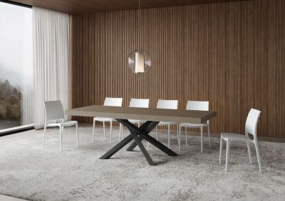 Table Extensible Volantis Premium Grise Tourterelle 120/224X90 Cm Avec Pieds Anthracite