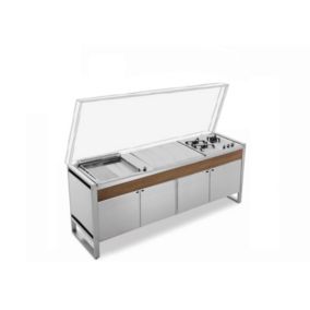 Table Fermée OASI 205C + Plancha OASI 55 Lisse Rainurée + Feu Gaz F3