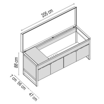 Table Fermée OASI 205C + Plancha OASI 55 Lisse Rainurée + Feu Gaz + Friteuse