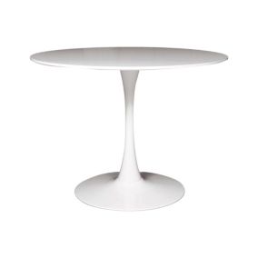 Table fixe Anubis, Table de cuisine ronde, Table de salle à manger, Table avec plateau polyvalent, 100x100h75 cm, Blanc