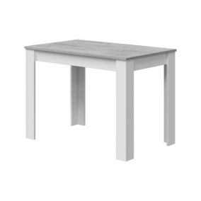 Table fixe Dghio, Etagère de salle à manger, Table console moderne pour salon ou cuisine, 109x67x78 cm, Blanc et Ciment